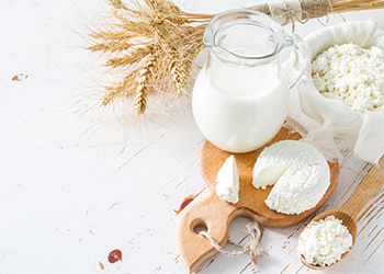 Fresh,Dairy,Products,(milk,,Cottage,Cheese),,Wheat,,White,Wood,Background,